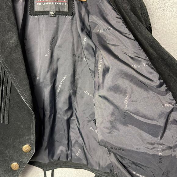 VTG Wilsons Leather Suede Jacket Western Fringe Cropped Button Snap Coastal Boho - Picture 10 of 12